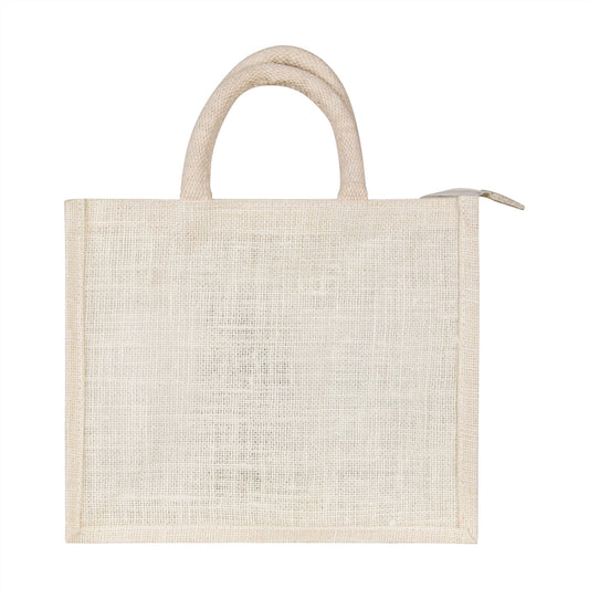 Mini Jute Window Hamper Bag with Lace – Ivory (8 x 6 x 4 Inch)