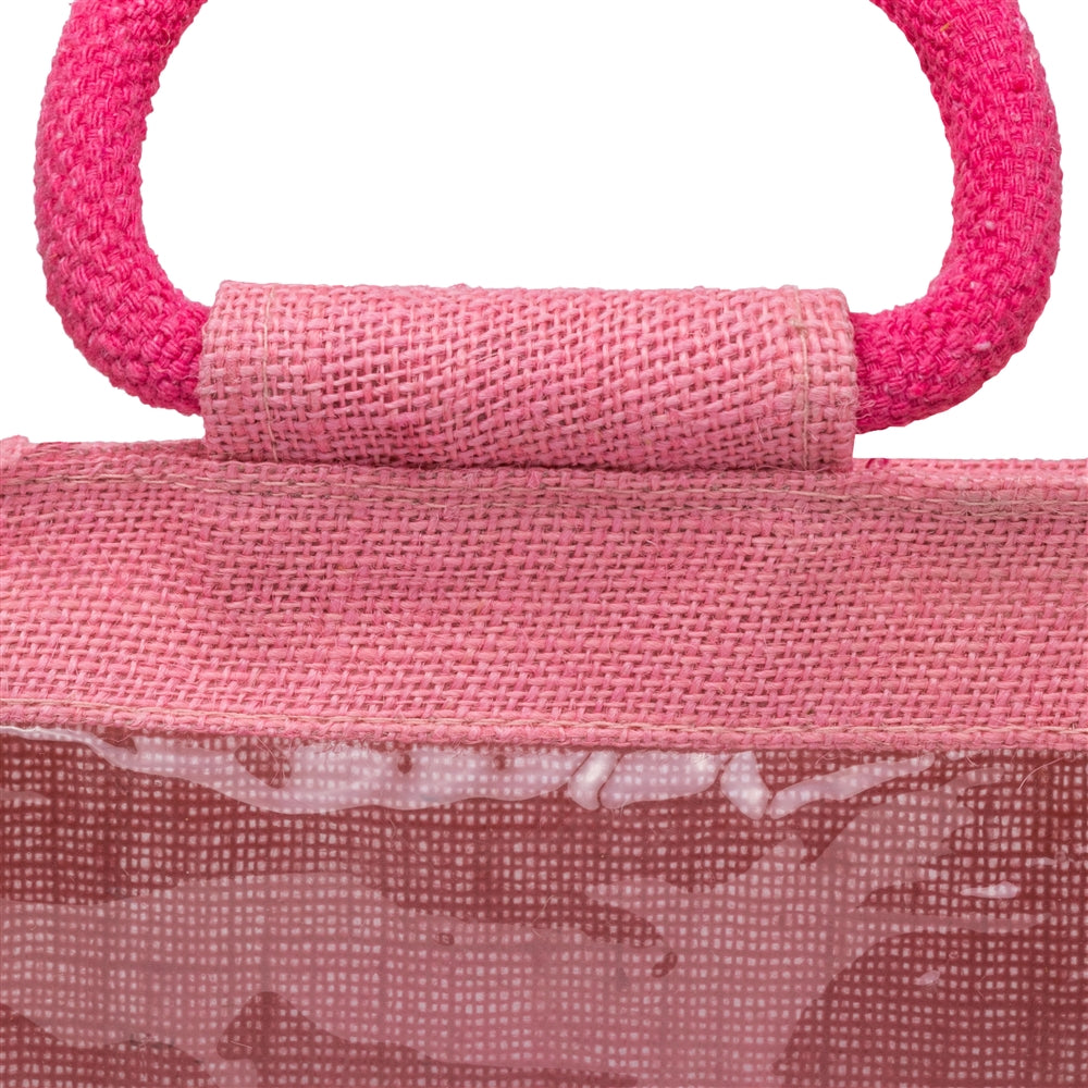 Zute.co Premium Pink Jute Window Hamper Bag with Rope Handle | 12x10x5 Inch Luxury Gift Bag