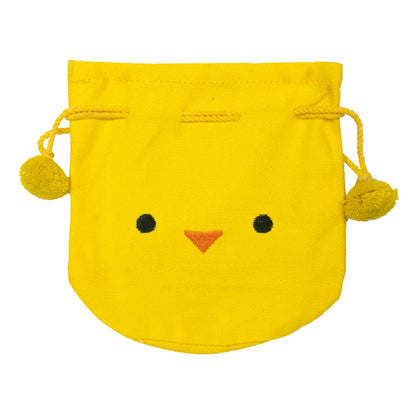 Cute Yellow Chick Drawstring Potli Bag with Pom-Pom Tassels | Kids Return Gift Pouch