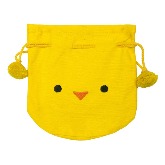 Cute Yellow Chick Drawstring Potli Bag with Pom-Pom Tassels | Kids Return Gift Pouch