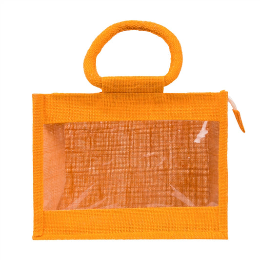 10x8x6 inch Window Jute Hamper Bag – With Zip, Mustard