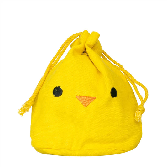 Cute Yellow Chick Drawstring Potli Bag with Pom-Pom Tassels | Kids Return Gift Pouch