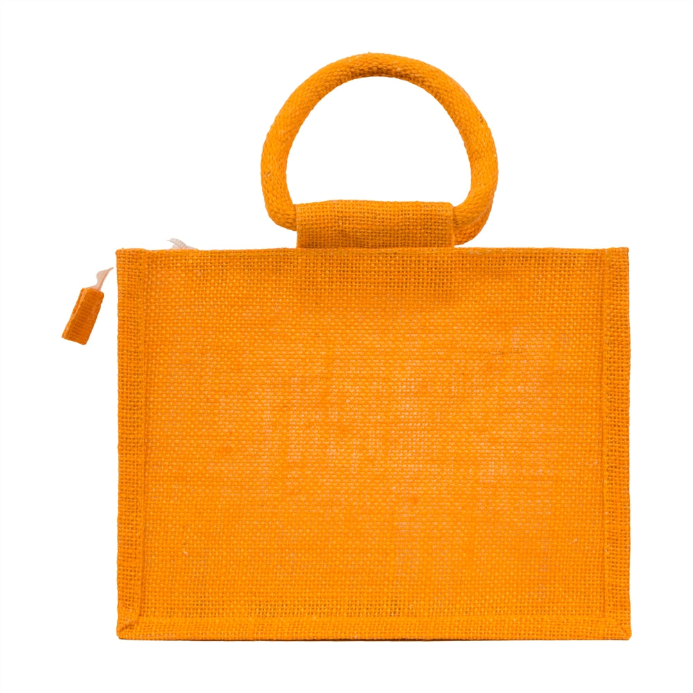 10x8x6 inch Window Jute Hamper Bag – With Zip, Mustard