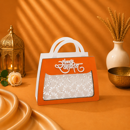 Mini Acrylic Rakhi Shagun Bag | Premium Gift Bag with Handle | 6 × 4 × 2.5 Inch | 4 Color Options