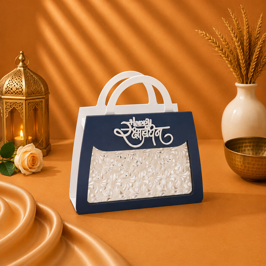 Mini Acrylic Rakhi Shagun Bag | Premium Gift Bag with Handle | 6 × 4 × 2.5 Inch | 4 Color Options