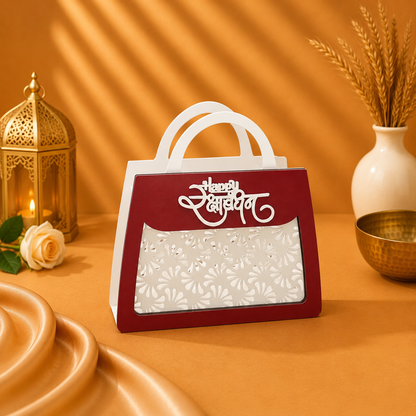 Mini Acrylic Rakhi Shagun Bag | Premium Gift Bag with Handle | 6 × 4 × 2.5 Inch | 4 Color Options