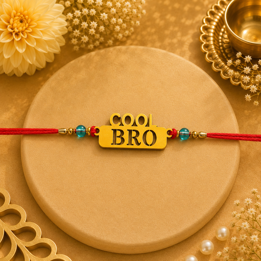 Cool Bro Golden Glitter MDF Rakhi