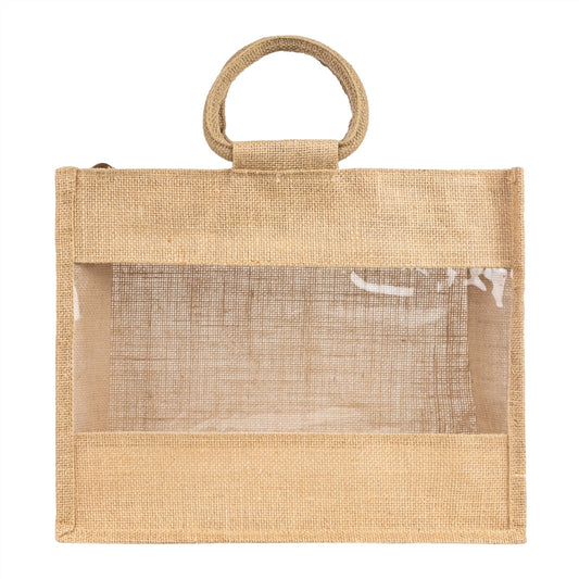 14x12x5 inch Window Jute Hamper Bag – With Zip
