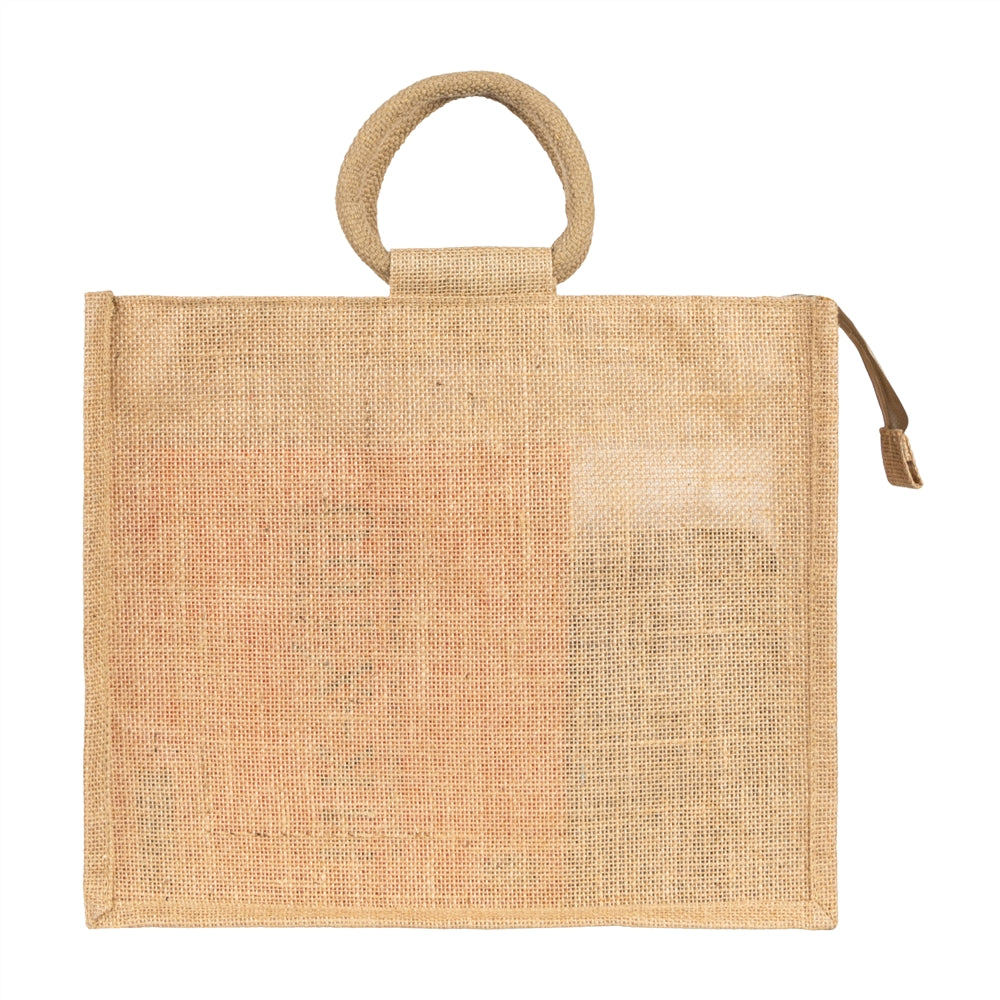 14x12x5 inch Window Jute Hamper Bag – With Zip