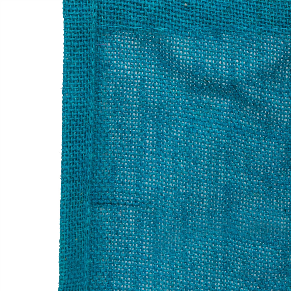Zute.co Teal Jute Window Gift Bag with Wooden Ring Handle | 7x6x3.5 Inch Premium Hamper Bag