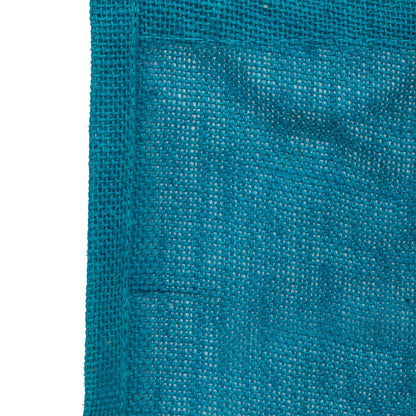 Zute.co Teal Jute Window Gift Bag with Wooden Ring Handle | 7x6x3.5 Inch Premium Hamper Bag