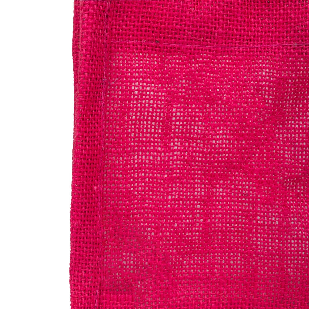 Zute.co Hot Pink Jute Window Gift Bag with Wooden Ring Handle | 7x6x3.5 Inch Premium Hamper Bag