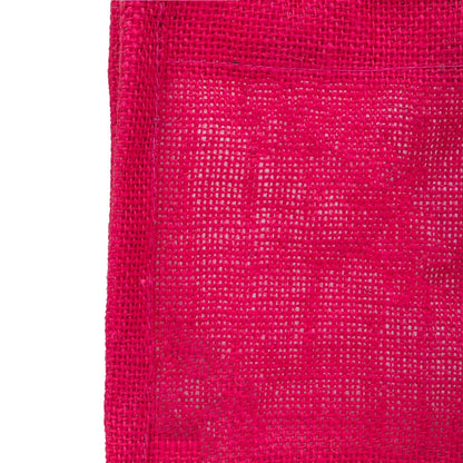 Zute.co Hot Pink Jute Window Gift Bag with Wooden Ring Handle | 7x6x3.5 Inch Premium Hamper Bag