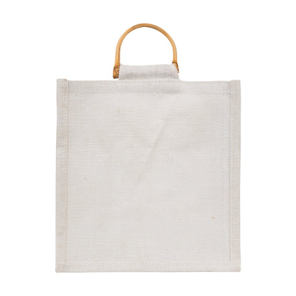 10x10x5 inch Window Jute Hamper Bag – Without Zip, Super White, Cane Handle