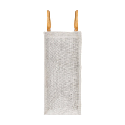 10x10x5 inch Window Jute Hamper Bag – Without Zip, Super White, Cane Handle