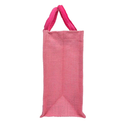 Zute.co Blush Pink Jute Window Hamper Bag with Rope Handle | 10x8x5 Inch Premium Gift Bag