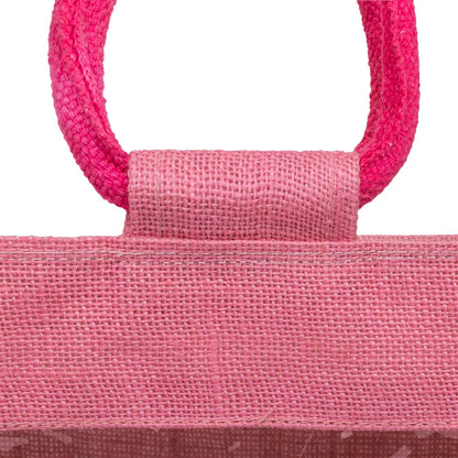 Zute.co Blush Pink Jute Window Hamper Bag with Rope Handle | 10x8x5 Inch Premium Gift Bag
