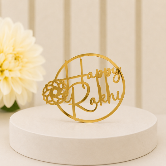 RB02 - Designer Happy Rakhi Round Acrylic Tag