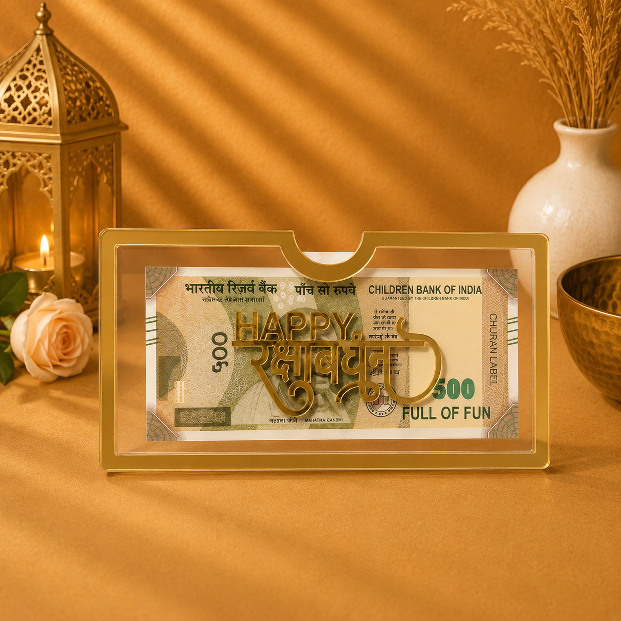 Indian Acrylic Money Envelope | Raksha Bandhan Cash Gift Envelope | 6.5×3 Inch
