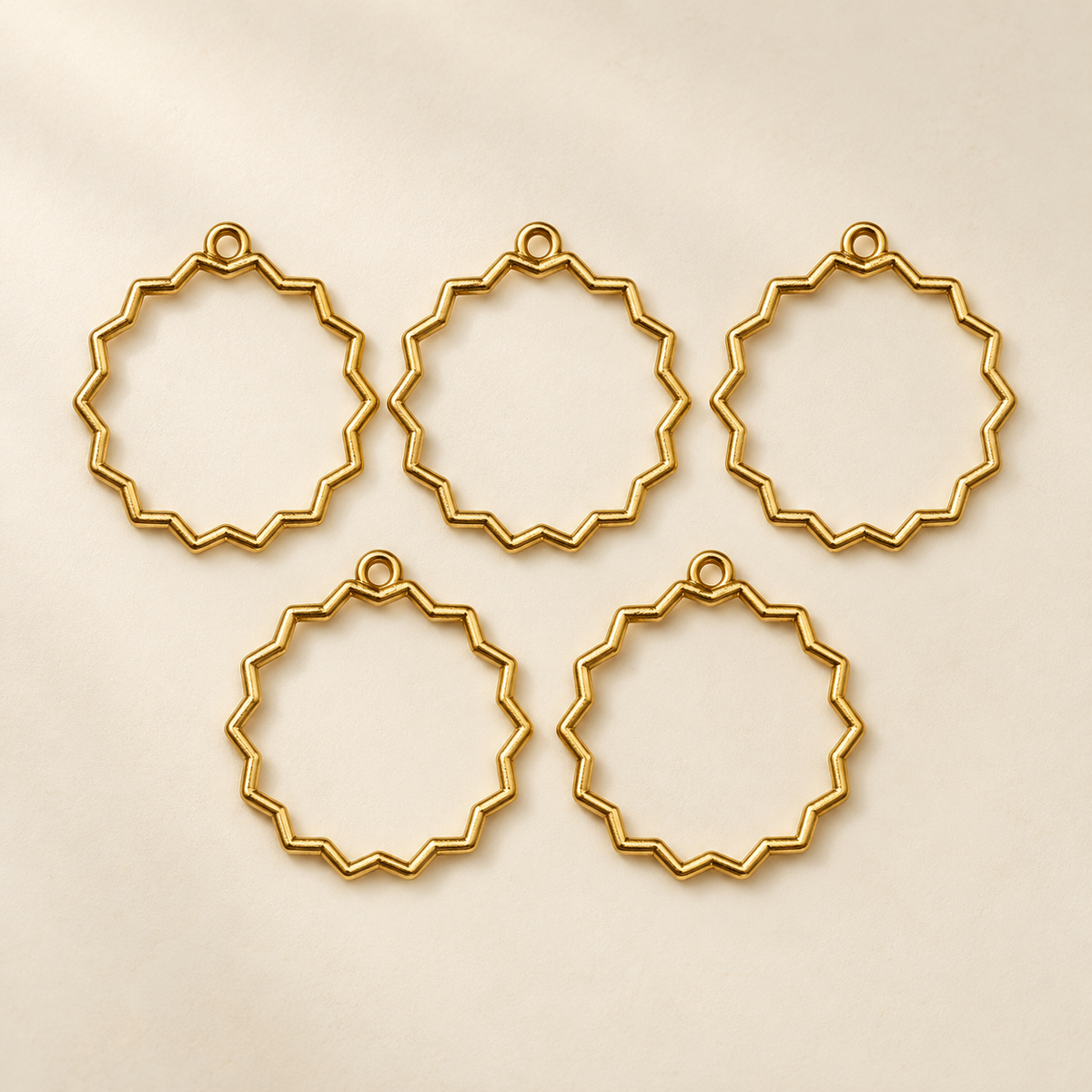 Bezel Pack of 5 Golden Pendant Frames - Premium Product Image - TR353