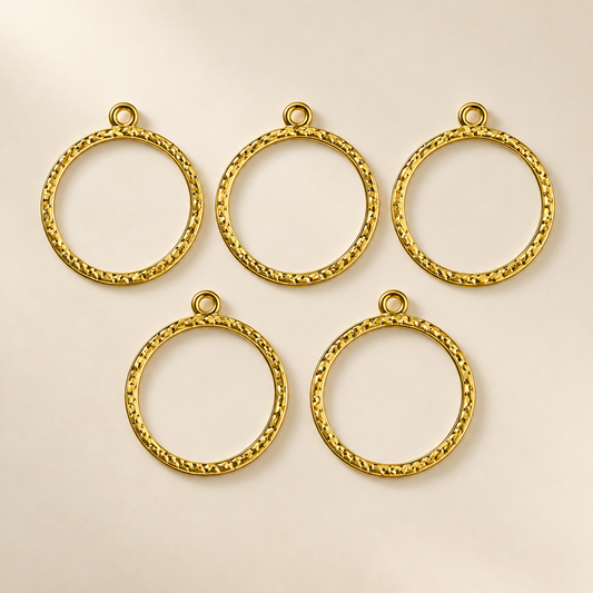 Bezel Pack of 5 Golden Round Pendant Frames - Premium Product Image - TR354