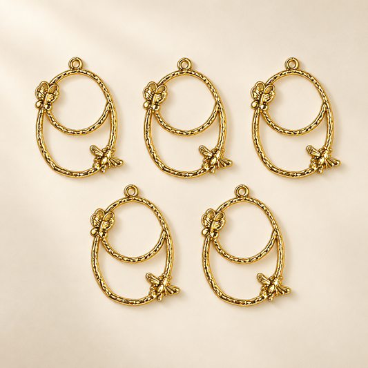 Golden Double Oval Butterfly Bezel Frames Pack of 5 - Premium Product Image - TR361